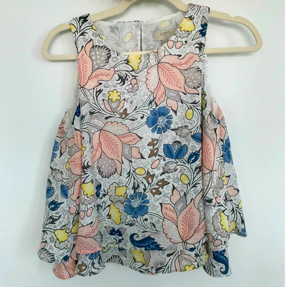 LOFT | Pink/Blue/Yellow-Flower Print- Tank Top Petite XS‎ - Picture 1 of 5